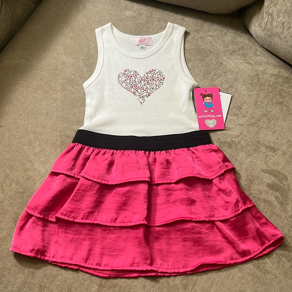 NEW Sofi tank dress with bedazzled heart. Size 4